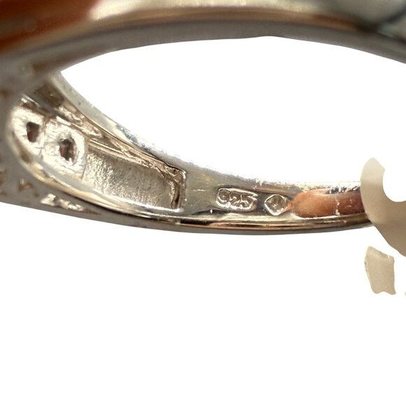 925 Sterling Silver Yellow Opal Ring Crystal Accents Size 11 - Picture 6 of 7